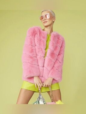 Plush Pink Teddy Jacket for Women - Luxe Faux Fur Coat